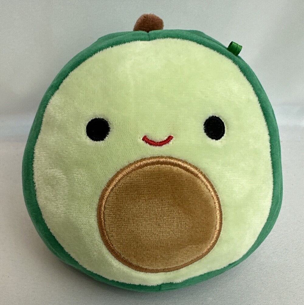 Squishmallow 5" Green Austin Avocado Fuzzy Belly Pink Cheeks Food Plush